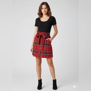 Chic Red Plaid Mini Skirt